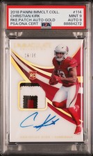 2018 PANINI IMMACULATE COLL RC PATCH AUTO-GOLD CHRISTIAN KIRK 16/25 PSA 9 AUTO 9