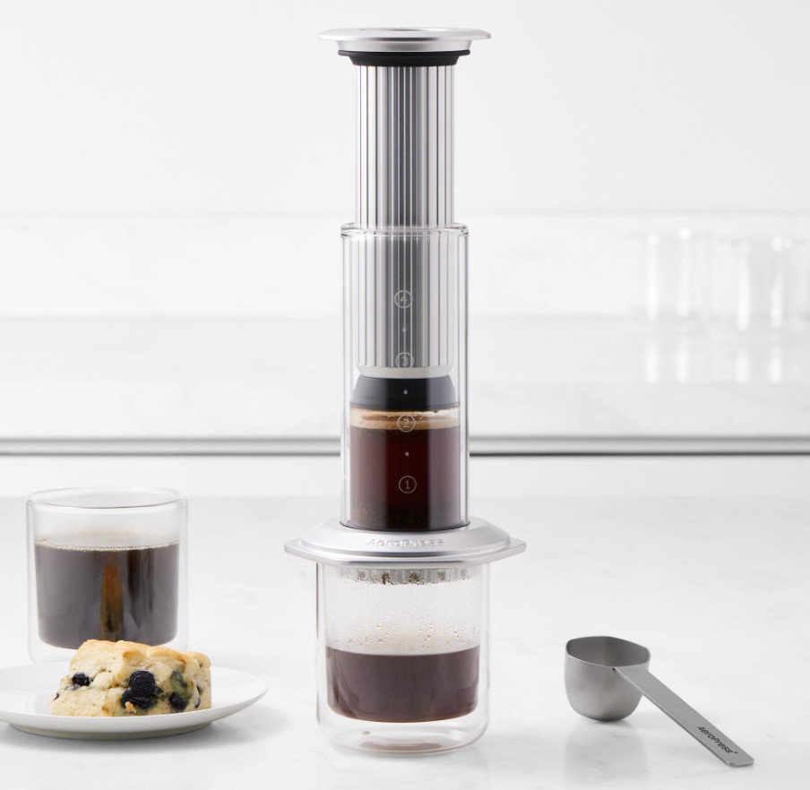 Premium Glass Coffee Press, Silver