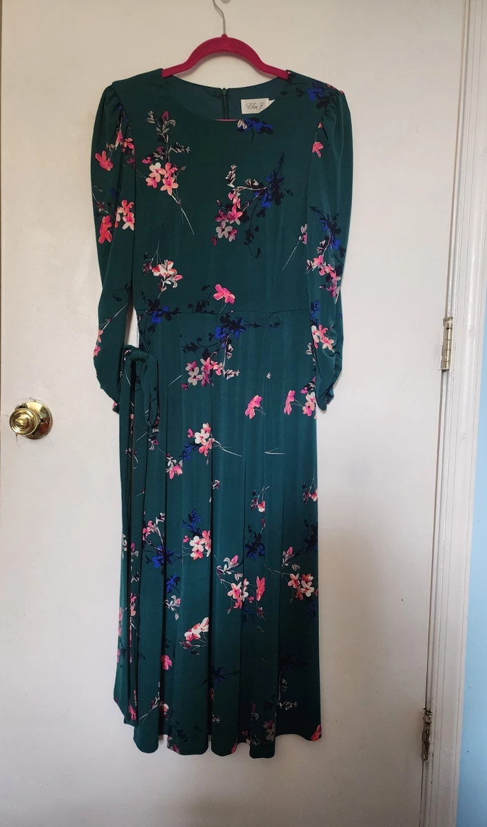 eliza j floral long sleeve midi dress Eliza J Floral Print Long Sleeve High Low Faux Wrap Dress, Navy Multi, 6