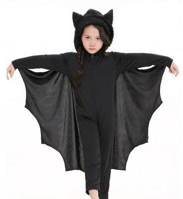 COOLJOY Kids Unisex Vampire Bat Costume, Jumpsuit Halloween Large, Black