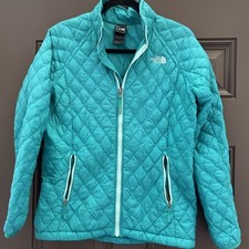 The North Face Girls XL 18 Teal Full Zip Quilted Jacket Thermoball