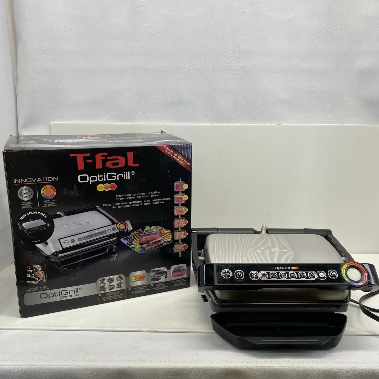 T-Fal OptiGrill Ceramic Series 8351s1 Automatic Sensor Indoor Grill Read Desc