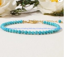 Naturblaue Türkis4mmPerlen Geburtsstein Kristall Minimalistisches Dainty Armband