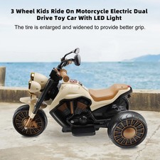 3Wheel Kids Ride On Motorcycle Electric Dual Drive Toy Car With LED Light Brown