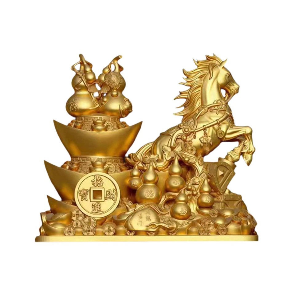 Produktbild von PFERDEFIGUREN GOLDENES SAMMLERSTÜCK 2026 Skulpturen Harz Chinesisch Neu