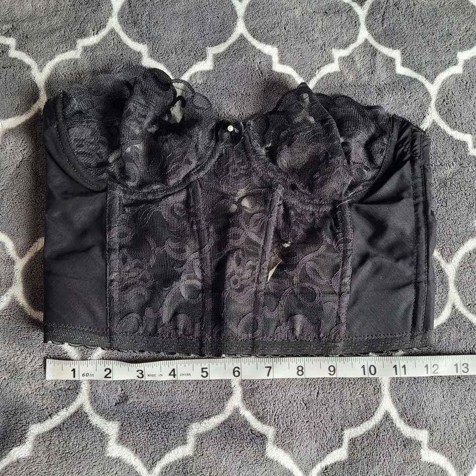 Corsé Bustier Vintage Valmont Negro Talla 36B Con Aros Encaje Transparente Victoriano Pinup Foto 2 de 4