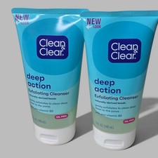 Clean  Clear Deep Action Exfoliating Cleanser Scrub Oil-Free 5oz Each 2pc Set