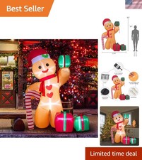 8FT Christmas Gingerbread Man Decor with Bright LED Lights for Indoor/Outdoor