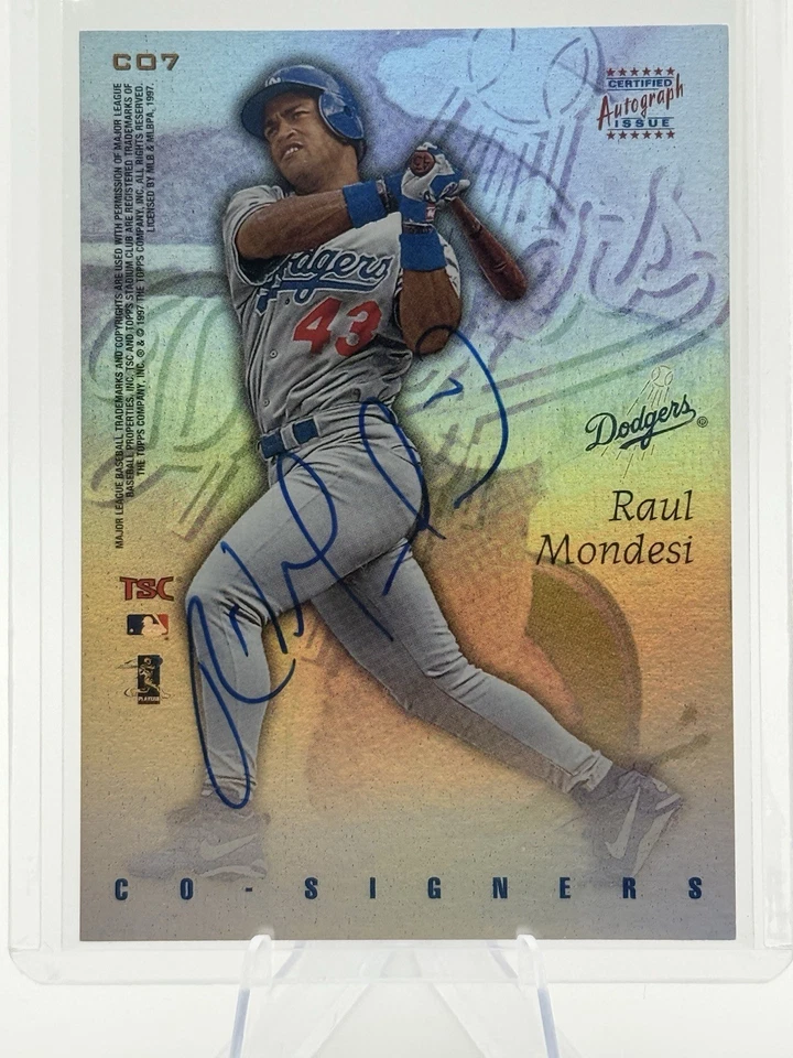 1997 Stadium Club Co-Signers Auto Eric Karros/Raul Mondesi #CO-7 Dodgers - Image 2 of 2