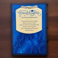 Graduation Card   Granddaughter Elegant Blue, Unused, With Envelope 