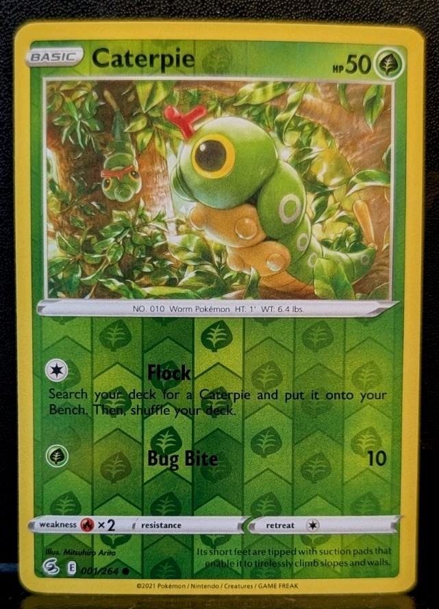 2021 Pokemon Fusion Strike Basic Caterpie Reverse Holo E #1/264 NMT-MT