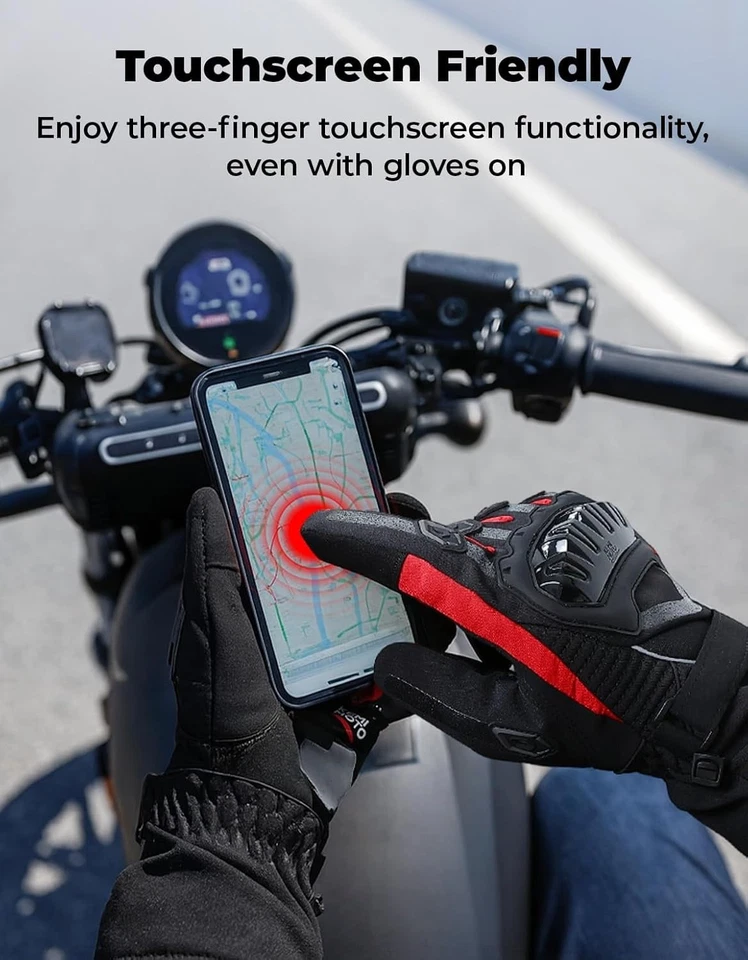 KEMIMOTO Winter Motorcycle Gloves, Rainproof Riding Warm Gloves with Touchscreen - Image 4 of 4