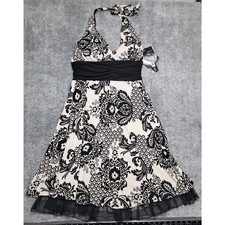 New MadisonLeigh Dress Womens Sz 12 Sleeveless Built in Bra Halter V-Neck Sun