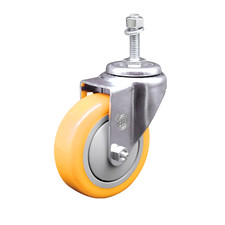 4 Inch Yellow Polyurethane Wheel Swivel 3/8 Inch Threaded Stem Caster SCC