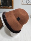 100% Wool Hat With Faux Fur Trim Brown Vintage Women’s 21-23 — photo 10