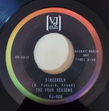 Four Seasons SINCERELY / ONE SONG  (ROCK 45) #608 PLAYS VG++