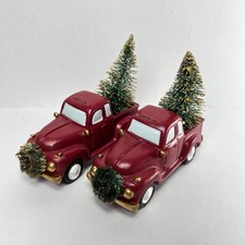 2 NWOT Red Truck W/ Tree  Working Lights Holiday Christmas Decoration