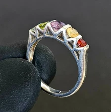 Vintage 925 Sterling Silver & Multi Gemstone Ring