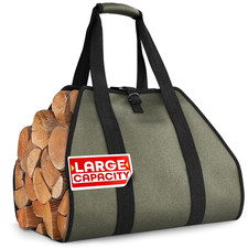 Waxed Canvas Firewood Carrier Bag Log Tote 39" Heavy Duty Wood Carrier