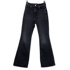 Levi's 70s High Flare Jeans Womens Size 26 x 32 Faded Black Premium Denim