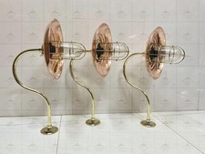 Brass Gooseneck Wall Light Fixture & Copper Shade | Nautical Outdoor Barn Lamp