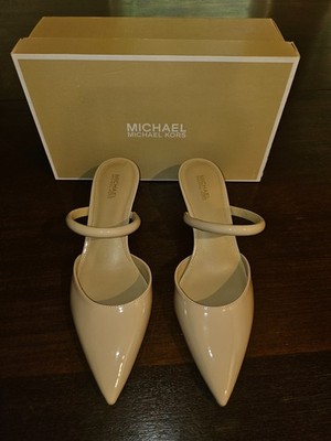 Michael Kors Alina Flex Sling Pump Pointy Toe Patent Leather Light Blush Sz 8.5