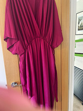 Women’s Purple V-Neck Chiffon Polyester floaty dress 3XL Plus Dolman Sleeve