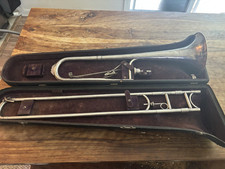 H.N. White Co. Low Pitch Slide Trombone Silver Plated, Small Bore, Case