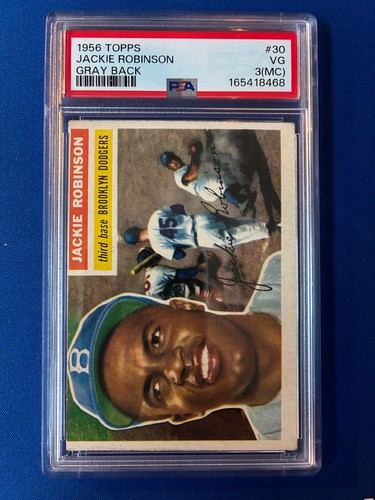 1956 Topps Jackie Robinson #30 Gray Back PSA 3 VG MC Brooklyn Dodgers Vintage!
