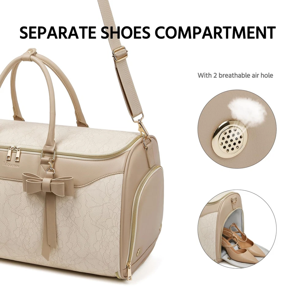 Bolsas de ropa para viaje, bolsa de lona convertible de cuero con artículos de tocador,... Foto 4 de 4