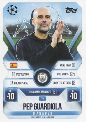 Match Attax Champions League 25/26 EXTRA 74 Manager Pep Guardiola