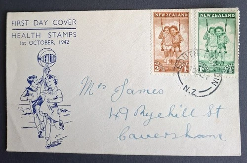NEW ZEALAND 1942 - FIRST DAY COVER "1942 SWING" HEALTH