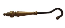 Vintage  Solid Brass Handle Chimney Flue Fireplace Damper Pull Hook 11" (73A)