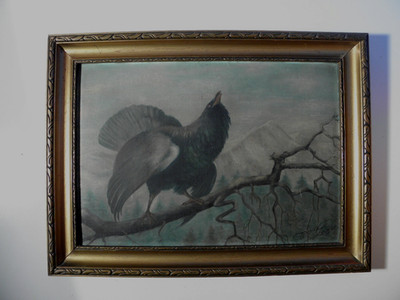 Auerhahn * schönes altes Gemälde * signiert Wolf 1940 * 44cm x 32,8cm *