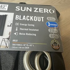 Sun Zero Arlo Blackout Grommet Curtain 2 Panels 40x63 Energy Save Thermal Pack