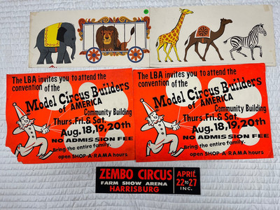 Lot of 4 circus posters - Model Circus Builders - Zembo vintage illustrations