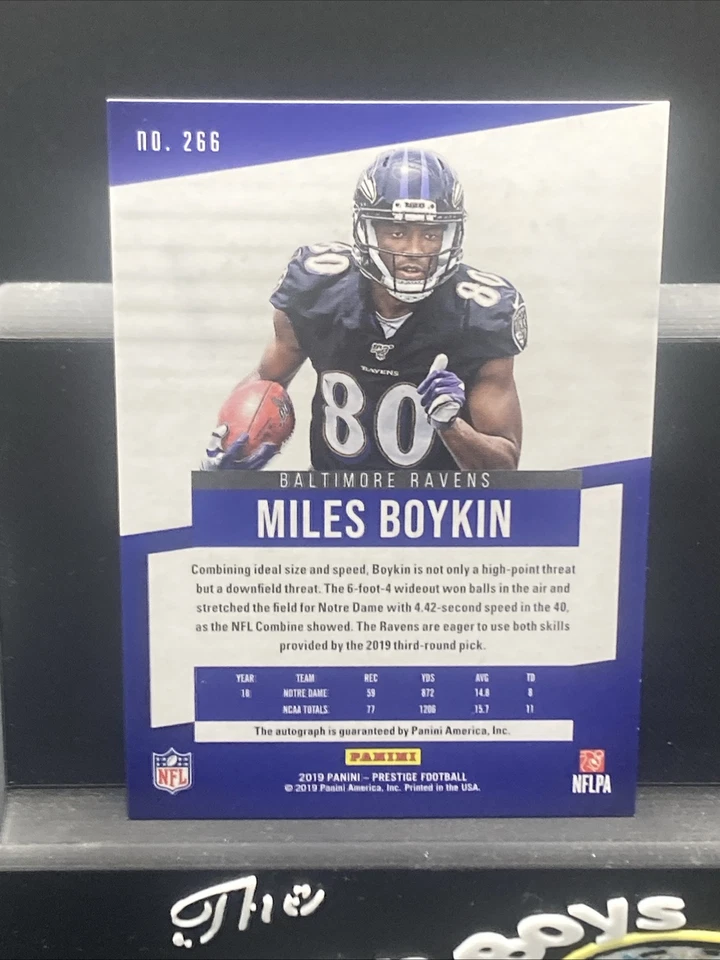 2019 Panini Prestige MILES BOYKIN Xtra Points Signatures #266 Rookie Auto RC - Image 2 of 4