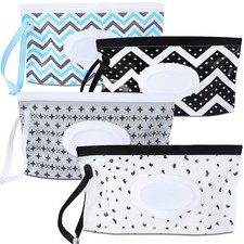FEBSNOW 4 Pack Baby Wipe Dispenser, Portable Refillable Wipe Holder, Baby Wipes