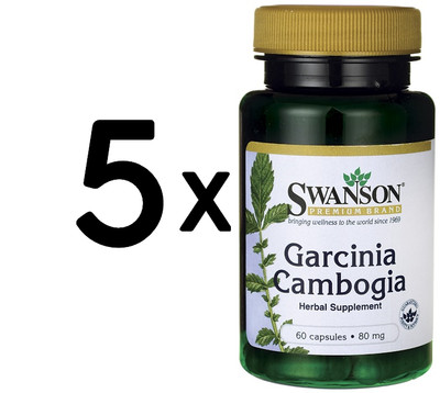 5 x Swanson Garcinia Cambogia 5:1 Extract, 80mg - 60 caps (82,92 EUR/kg)