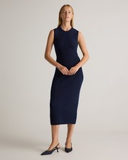 Quince Mongolian Cashmere Sleeveless Midi Sweater Dress TRUE Navy M