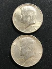 Lot of 2 - 1964 -1= D 1= unmarked Kennedy Silver Half Dollars 50C - 90% Silver