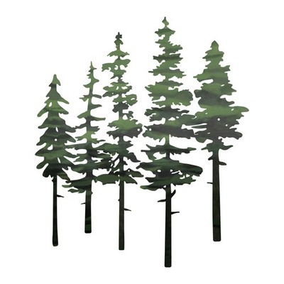 ESTART Metal Pine Tree Wall Art, Decor, 17.7''L x 8''W, Green 