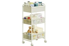 3-Tier Baby Diaper Caddy Cart Organizer,Mobile Nursery Storage Cart with Wheels  