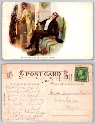 He Was Told Shed Be Down In Minute Postcard