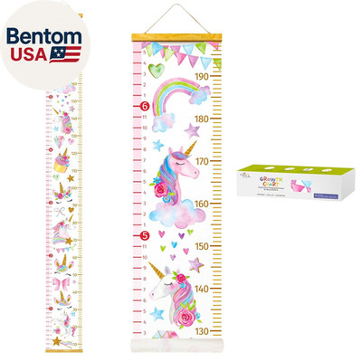Kids Growth Chart Height Measuring Chart, Unicorn Canvas Wall Hanging Rulers for