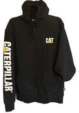 Caterpillar Cat Men's Trademark Banner Hooded Sweatshirt Black Sz Large New