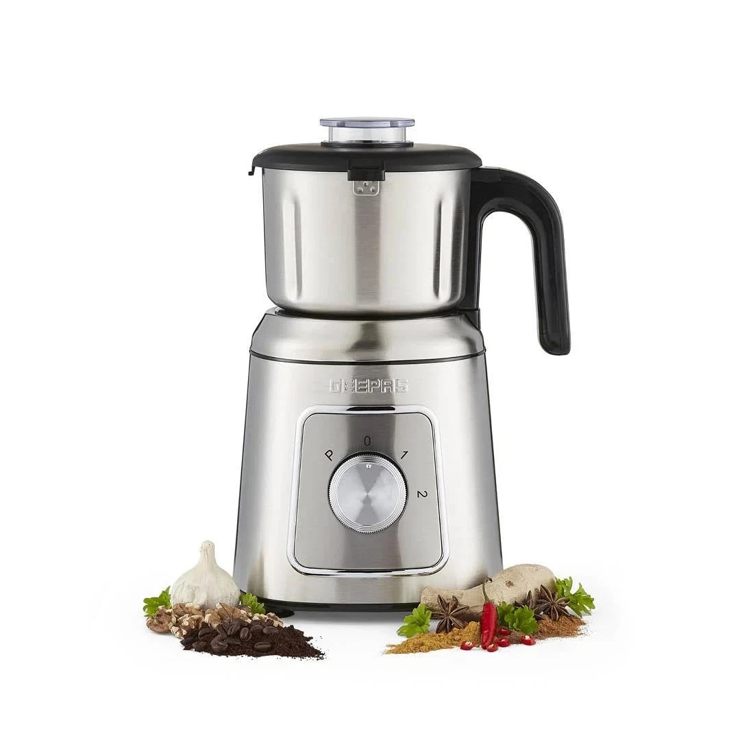 GEEPAS High Power 600W Wet & Dry Mixer Coffee Grinder Spices Safety Lock 2 Speed