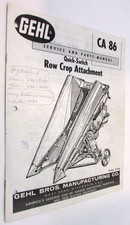 Vintage Gehl Brothers Mfg West Bend WI Quick Switch Row Crop Attachment Manual