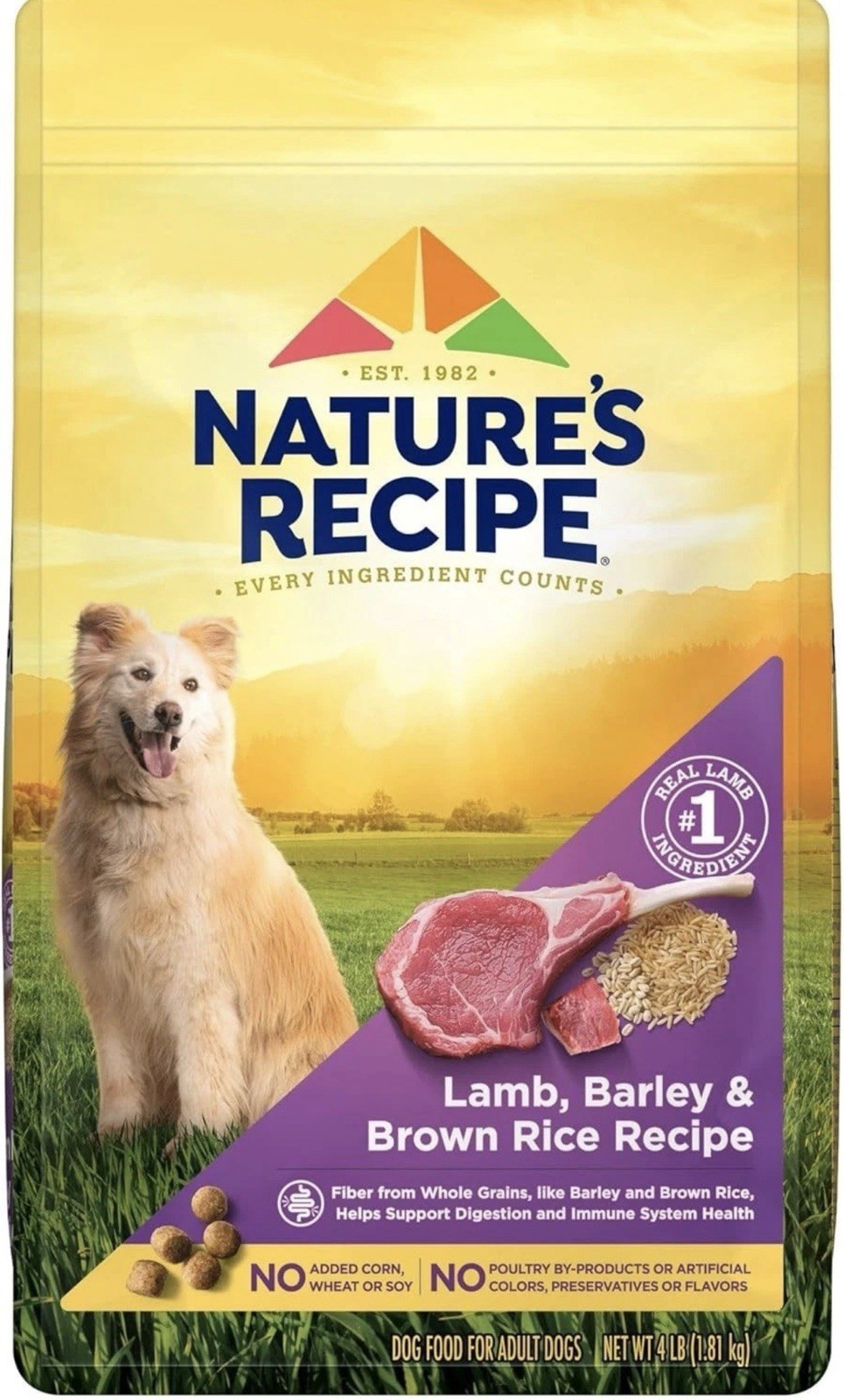 - 4 Lb Lamb & Brown Rice, No Artificial Additives