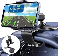 Dashboard Phone Mount – 360° Rotating Clip Holder for 4-7" Phones (Black)